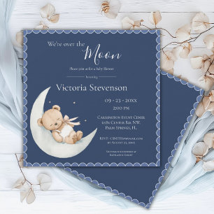 Au-dessus de la lune Ours Baby shower bleu marine