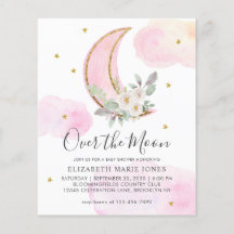 Au-dessus de la lune rose or Baby shower florale f