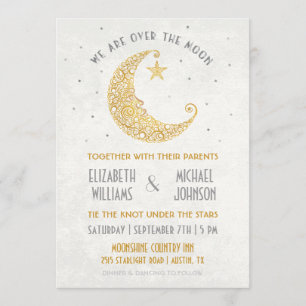 Au-dessus de l'or de faire-part de mariage de lune