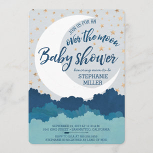 Au-dessus des invitations de baby shower de lune