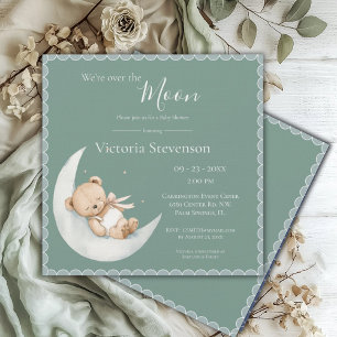 Au-dessus du Baby shower vert de l'ours de lune