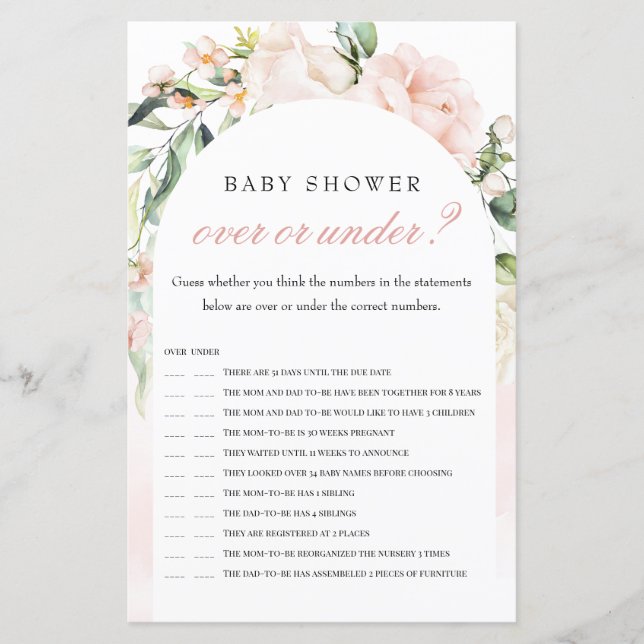 Au-Dessus Ou Sous Le Jeu De Baby shower De Blush E (Devant)