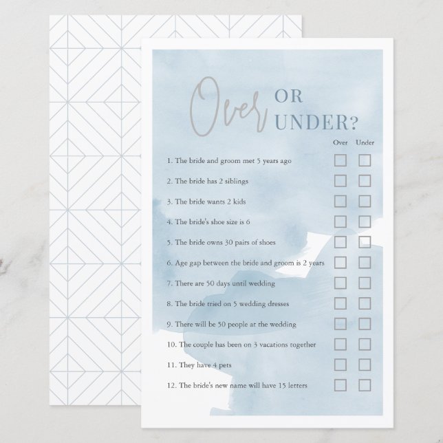 Au-dessus ou sous le jeu de Fête des mariées Bue S (Devant / Derrière)