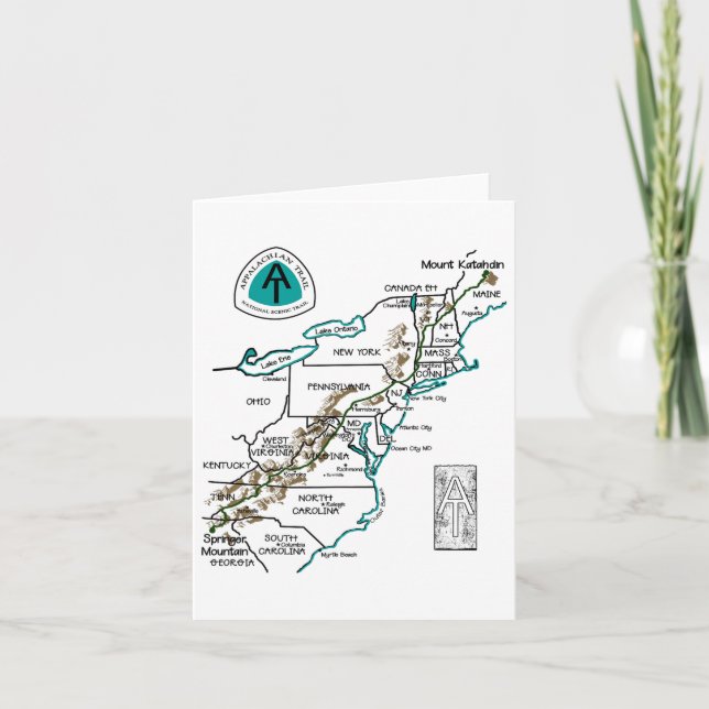 Au Logo Appalachian Trail Carte Randonnée (Devant)