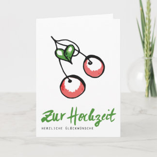 Au mariage : Carte de félicitation cerises et