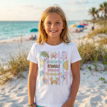 Au revoir école bonjour été rayures pastel T-Shirt