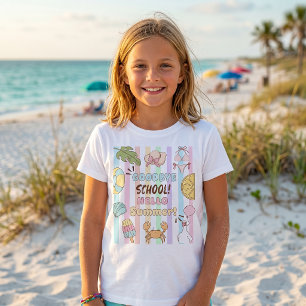 Au revoir école bonjour été rayures pastel T-Shirt