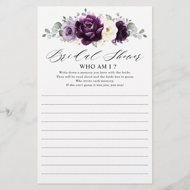 Aubergine Plum violet blanc d'ivoire Qui suis-je J (Devant)