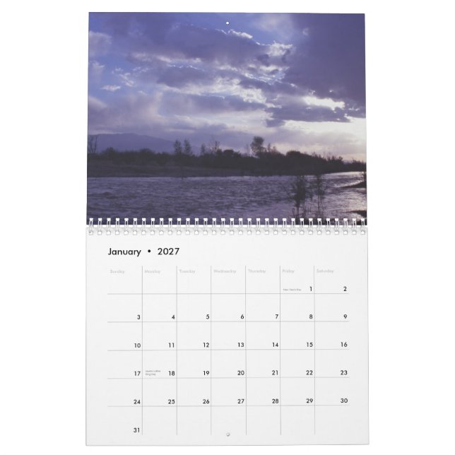 Aucun endroit n'aiment le calendrier de l'Arizona (Jan 2027)