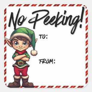 Aucun Étiquette de Noël Elf de Pékin Rouge