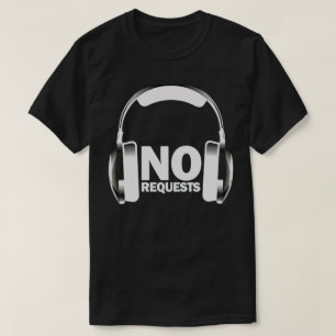 Aucun noir de T-shirt d'écouteurs de demandes