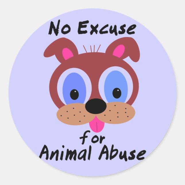 Aucune excuse pour les autocollants animaux d'abus (Devant)