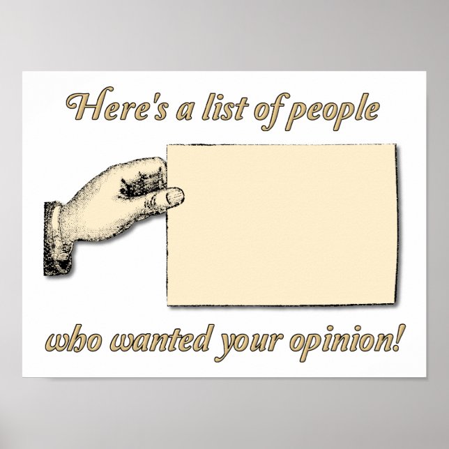 Aucune opinion Recherché Funny Poster (Devant)