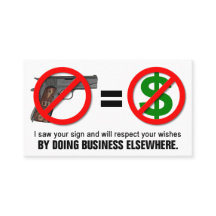 "Aucunes armes à feu carte de visite de CCW du