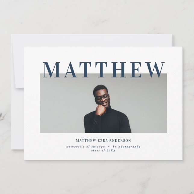 Audacieuse typographie photo graduation invitation (Devant)