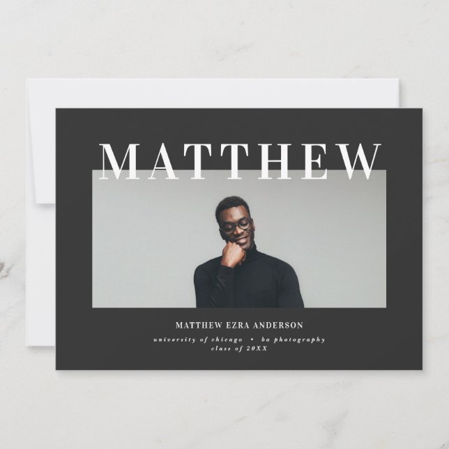 Audacieuse typographie photo graduation invitation (Devant)