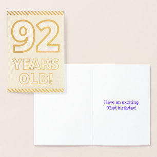 Audacieux, Huile D'Or "92 ANS !" Carte d'anniversa