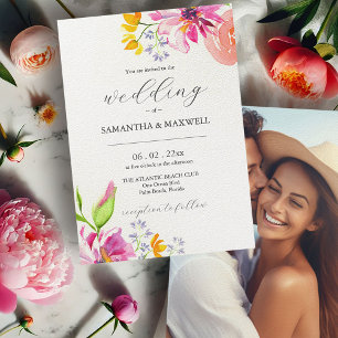 Audacieux rose florale Invitations de mariage