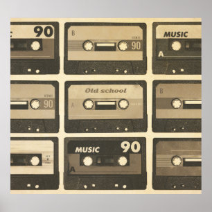 Audio Cassette, Retro Poster Hip-Hop.
