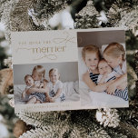 AUDREY Gold Cute Christmas Card Faire-part de nais<br><div class="desc">AUDREY Gold mignonne Faire-part de naissance de carte de Noël. Personnalisez l'avant de la carte avec 2 photos,  votre nom de famille et l'année. Personnalisez le dos avec un accueil de vacances ou des nouvelles de famille en option,  et votre nom de famille.</div>