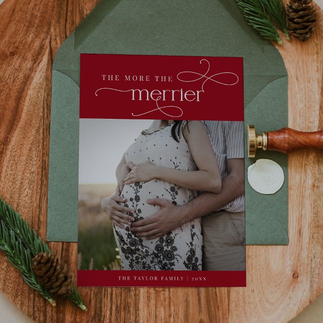 AUDREY Red Cute Noël Grossesse Faire-part (AUDREY Red Cute Christmas Pregnancy Announcement)