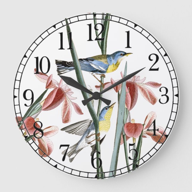 Audubon Paruline Oiseaux Faune Floral Horloge mura (Recto)