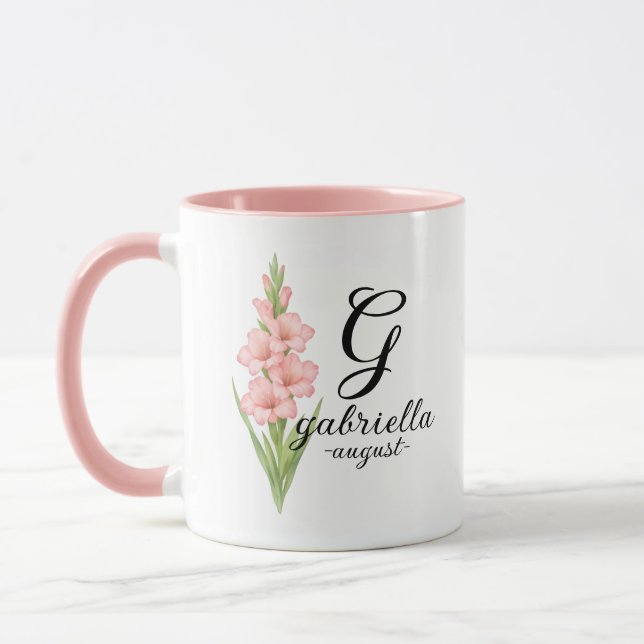 August Bloom – Elegant Gladiolus Birth Flower Mug (Gauche)