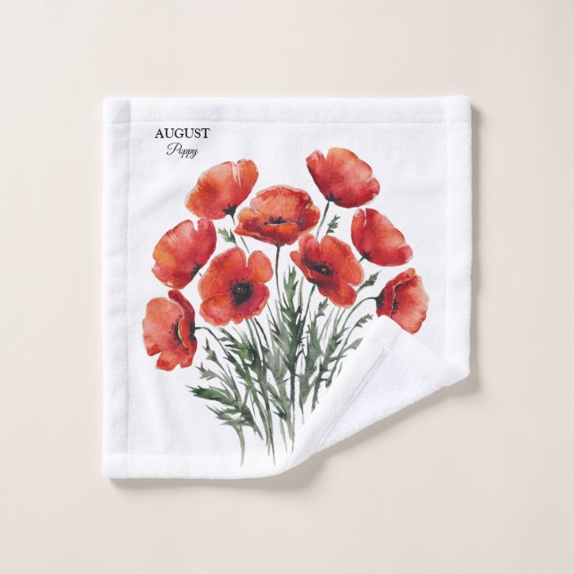 August Poppy Bloom - Cadeau d'anniversaire personn (Gant de toilette)