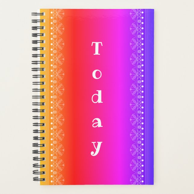 Aujourd'hui Rainbow Lace Motif Boho Planner (Devant)