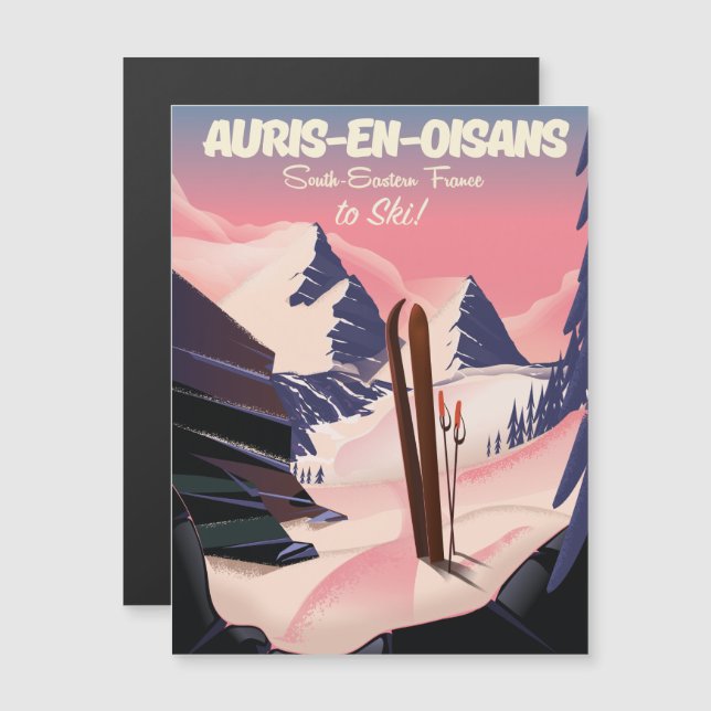 AURIS-EN-OISANS France affiche de ski (Devant / Derrière)