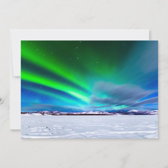 Aurora borealis au-dessus du lac Laberge gelé, Yuk (Devant)