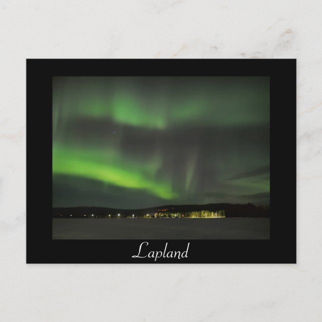Aurora borealis dans le ciel noir texte carte post (Devant)