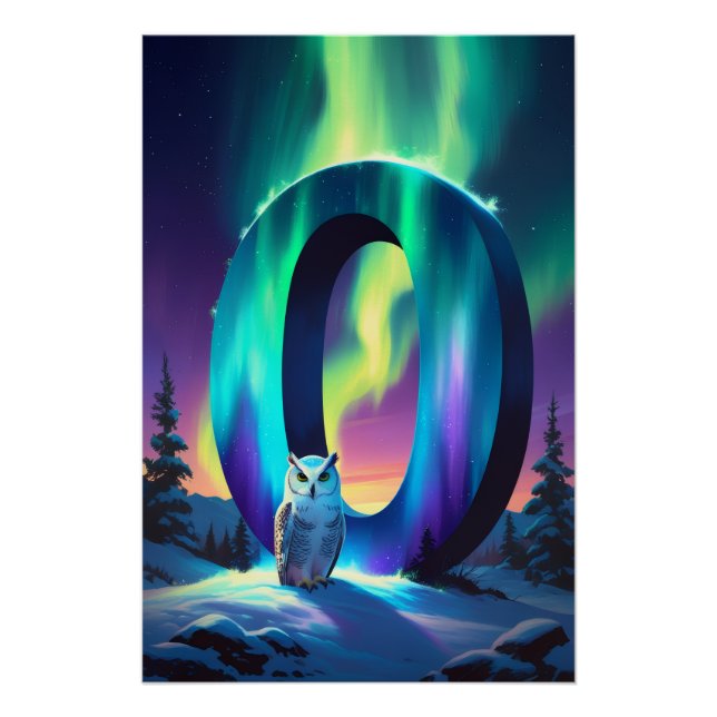 Aurora Letter O Poster | Northern Lights Art (Devant)