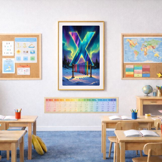 Aurora Letter X Poster | Art des aurores boréales (Créateur téléchargé)