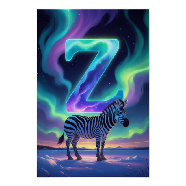 Aurora Letter Z Poster | Northern Lights Art (Devant)