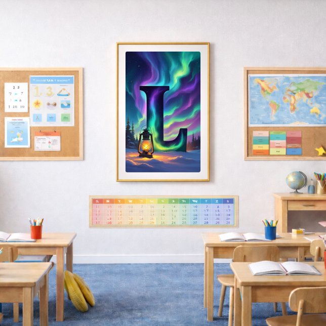 Aurora Lettre L Affiche | Art des Aurores Boréales (Créateur téléchargé)