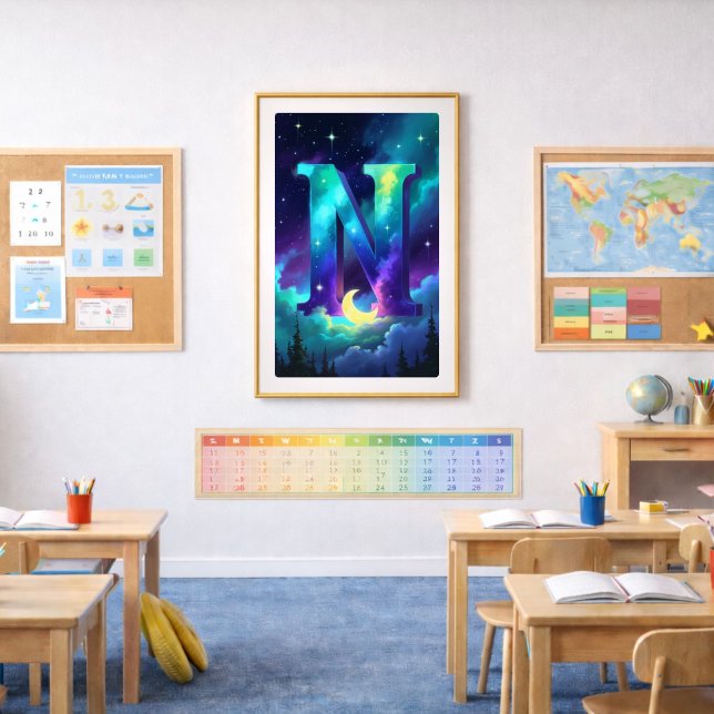 Aurora Lettre N Affiche | Art des Aurores Boréales (Créateur téléchargé)