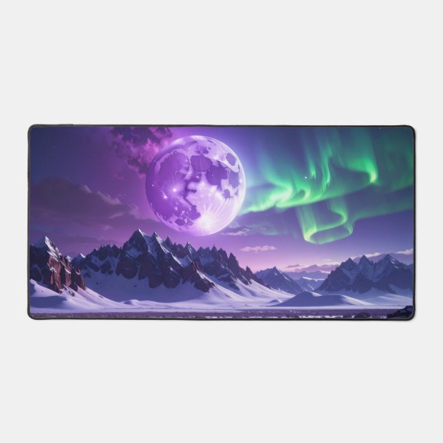 Aurora Peaks – Fantasy Dragon Night Sky Desk Mat (Recto)