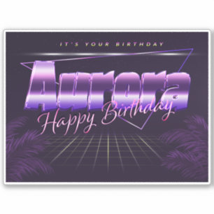 Aurora Prénom lila retro Sticker
