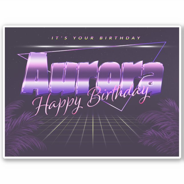 Aurora Prénom lila retro Sticker (Devant)