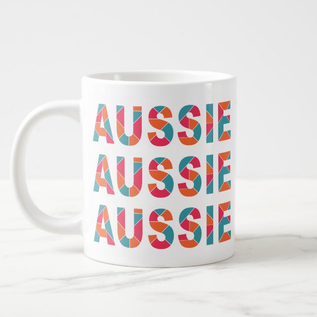 AUSSIE coloré nom personnalisé jumbo mug (Gauche)