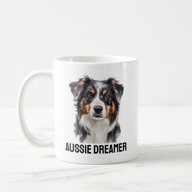 Aussie Dreamer Mug - Whimsical Australian Shepherd (Gauche)