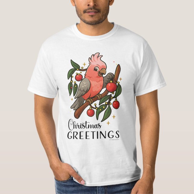 Aussie Galah Christmas Greetings T-Shirt (Devant)