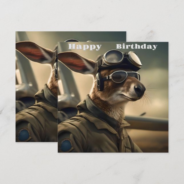 Aussie Kangaroo King Of The Airways, Carte Anniver (Devant / Derrière)