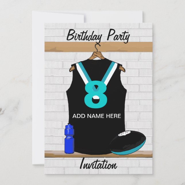 Aussie Rules Jersey Invitations à la fête d'annive (Devant)