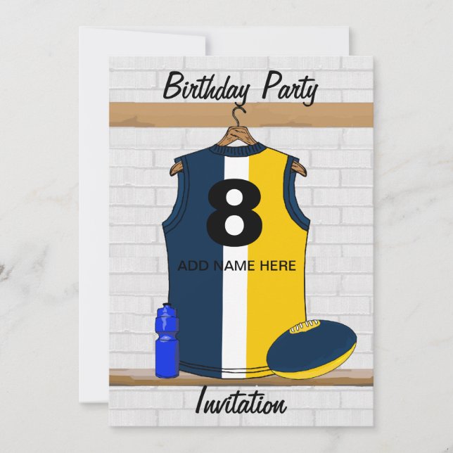 Aussie Rules Jersey Invitations à la fête d'annive (Devant)