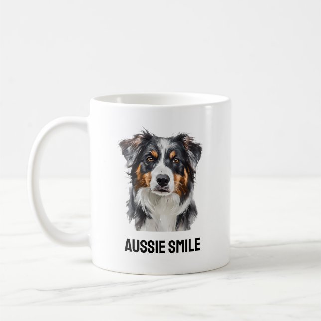 Aussie Smile Mug - Happy Australian Shepherd Cadea (Gauche)