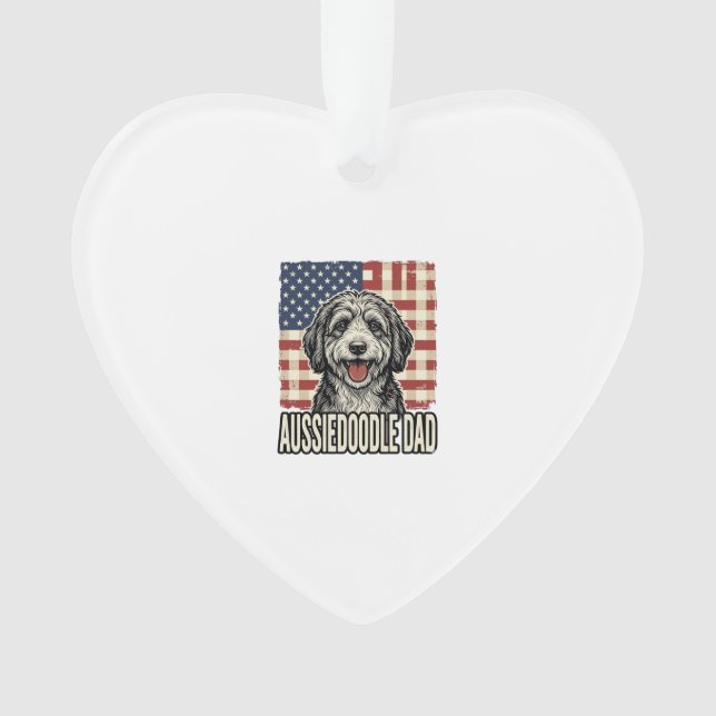 Aussiedoodle Dad Patriotic Vintage Dog Shirt Desig (devant)