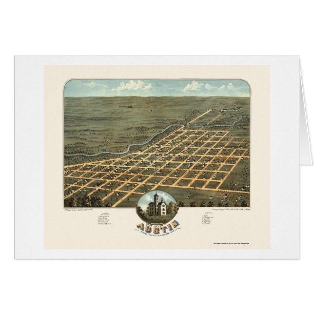 Austin, carte panoramique de manganèse - 1870 (Devant horizontal)