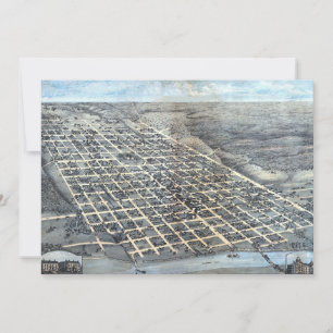 Austin, Texas Antique Aerial City Carte de 1873